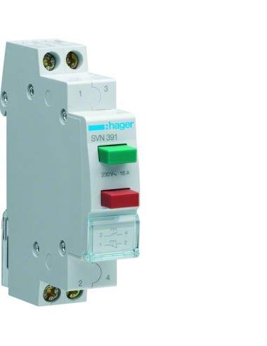 Przycisk sterowniczy 2x 1NO+NC zielony i czerwony Ith16A 230VAC SVN391 Hager