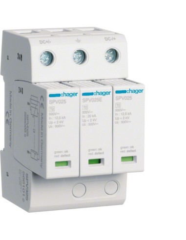 SPD Ogranicznik przepięć T2 MOV 3P PV do systemów fotowoltaicznych In12,5 kA Up?4kV DC SPV325 Hager