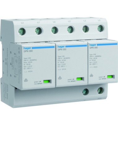SPD Ogranicznik przepięć T1 kombinowany 3P sieć TN-C Iimp75kA Up?1,5kV SPN800 Hager