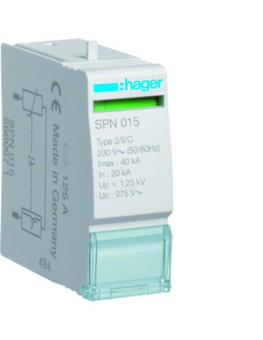 SPD Moduł wymienny T2 MOV 1P sieć TN/TT In20kA Up?1,25kV SPN015 Hager