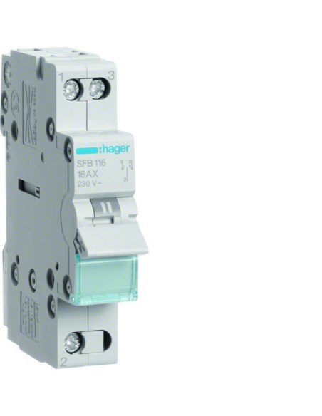 Modułowy przełącznik instalacyjny I-0-II punkt wspólny od dołu 1P 16A 230VAC SFB116 Hager