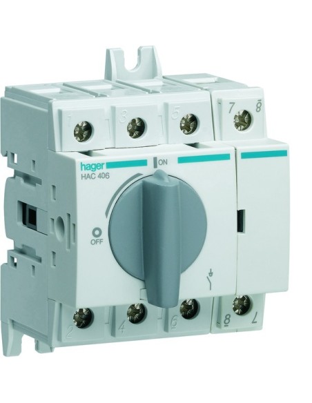 Modułowy rozłącznik izolacyjny obrotowy 4P 63A, rozmiar 2 HAC406 Hager