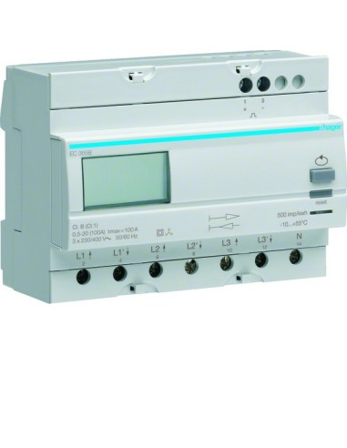 Licznik energii elektrycznej 3-fazowy, 100A, 1-taryfowy, dwukierunkowy EC365B Hager