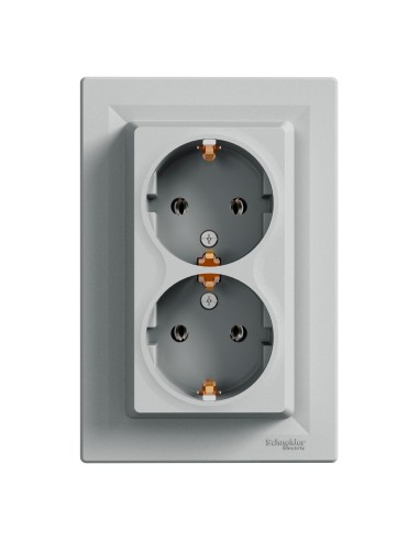 Asfora Gniazdo podwójne SCHUKO, aluminium EPH9900161 Schneider