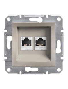 Asfora Gniazdo komputerowe 2x kat.6 UTP bez ramki, brąz EPH4800169 Schneider 2