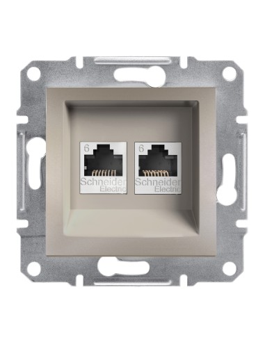 Asfora Gniazdo komputerowe 2x kat.6 UTP bez ramki, brąz EPH4800169 Schneider