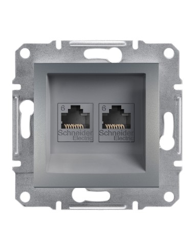 Asfora Gniazdo komputerowe 2x kat.6 UTP bez ramki, stal EPH4800162 Schneider