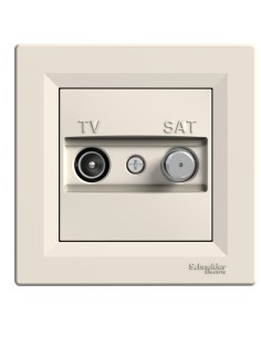 Asfora Gniazdo TVSAT przelotowe (8dB) z ramką, kremowe EPH3400323 Schneider 2