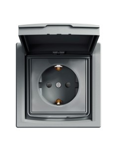 Asfora Gniazdo SCHUKO IP44 z ramką, (jednokrotne) stal EPH3100362 Schneider 2