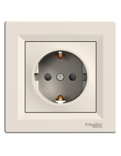 Asfora Gniazdo pojedyncze SCHUKO z przesł. z ramką,kremowe EPH2900223 Schneider 2
