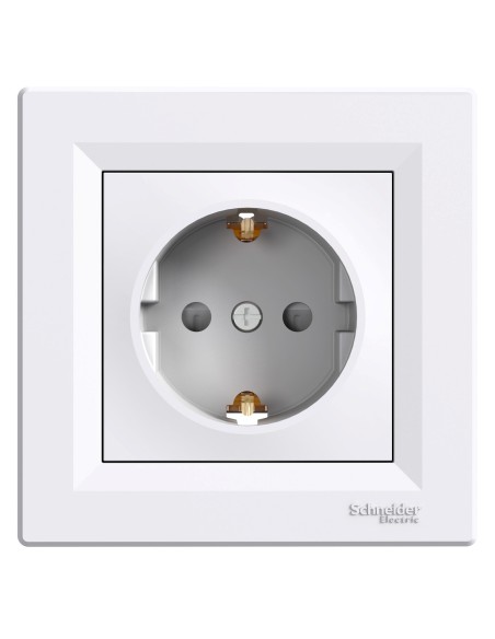 Asfora Gniazdo pojedyncze SCHUKO, z przesłonami, białe EPH2900221 Schneider