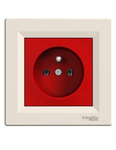 Asfora Gniazdo pojedyncze 2P+PE, czerwono-kremowe EPH2800423 Schneider 2