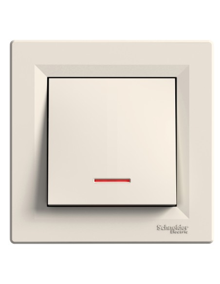 Asfora Przycisk z podświetleniem z ramką, kremowy EPH1600323 Schneider