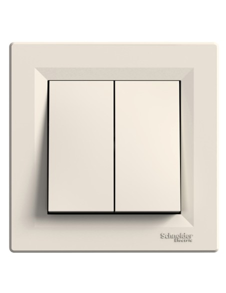 Asfora Przycisk podwójny z ramką, kremowy EPH1100123 Schneider