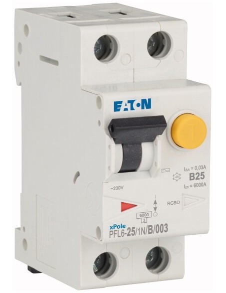 Wyłącznik różnicowo-nadprądowy 2P 25A B 0,03A Typ AC 6kA PFL6-25/1N/B/003 286433