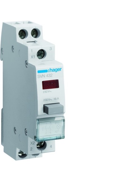 Przycisk sterowniczy 2NO LED czerwona Ith16A 230VAC SVN432 Hager