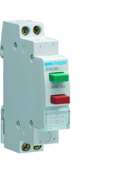 Przycisk sterowniczy 2x 1NO+NC zielony i czerwony Ith16A 230VAC SVN391 Hager