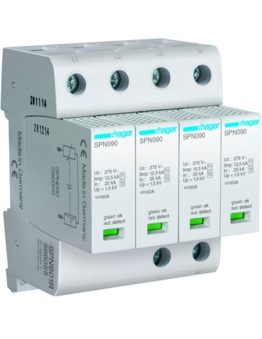 SPD Ogranicznik przepięć T1+T2 MOV 4P sieć TN-S Iimp50 kA Up?1,5kV styk FM SPN901R Hager