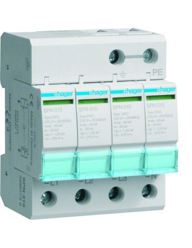 SPD Ogranicznik przepięć T2 4P sieć TN-S In20kA Up?1,25kV SPN415 Hager