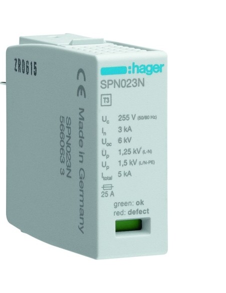 SPD Moduł wymienny T3 MOV 2P sieć TN-S In3kA MOV SPN023N Hager