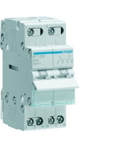 Modułowy przełącznik instalacyjny I-0-II punkt wspólny od góry 2P 32A 230VAC SFT232 Hager