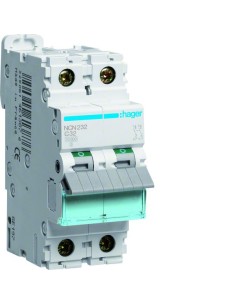 MCB Wyłącznik nadprądowy Icn10000A / Icu15kA 2P C 32A NCN232 Hager