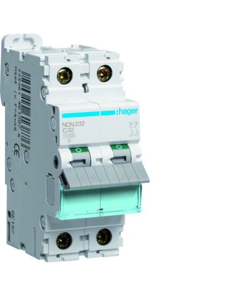MCB Wyłącznik nadprądowy Icn10000A / Icu15kA 2P C 32A NCN232 Hager