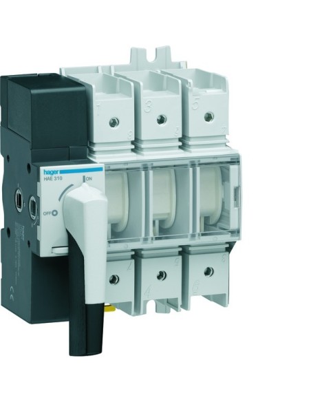 Modułowy rozłącznik izolacyjny obrotowy z widoczną przerwą 3P 100A, rozmiar 4 HAE310 Hager