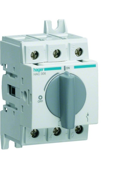 Modułowy rozłącznik izolacyjny obrotowy 3P 63A, rozmiar 2 HAC306 Hager