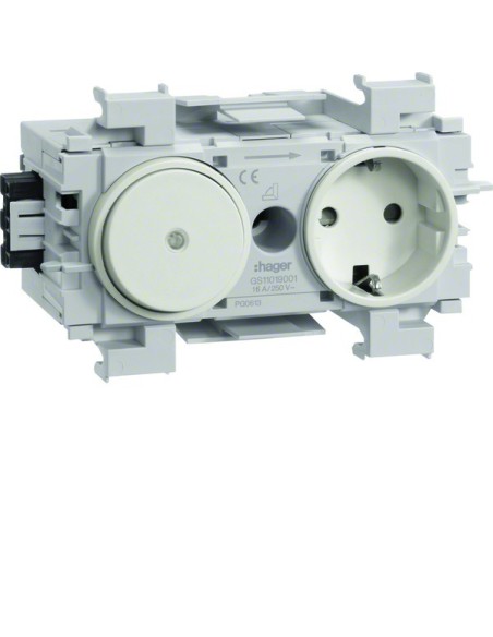 tehalit.WA Gniazdo SCHUKO z przełącznikiem WAGO montaż krawędziowy krem GS11019001 Hager