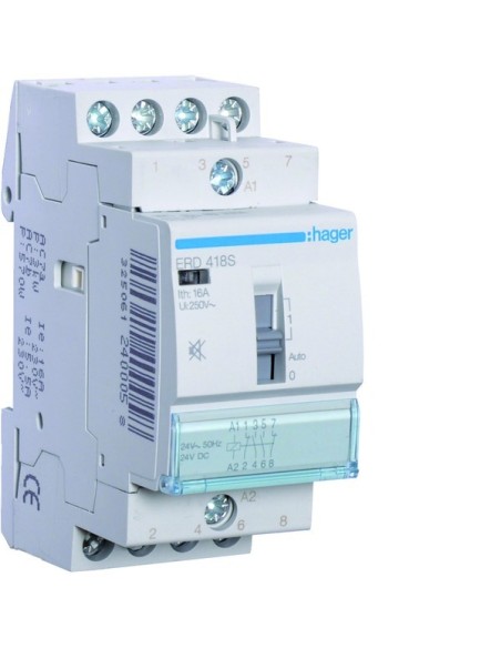 Przekaźnik instalacyjny cichy 24V AC/DC 2NO+2NC 16A ERD418S Hager