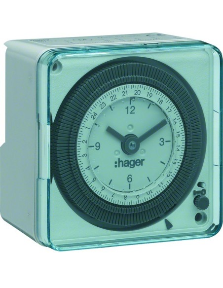 Zegar analogowy dobowy bez rezerwy chodu w obudowie 230V 1NO 16A EH712 Hager
