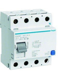 RCCB Wyłącznik różnicowoprądowy 4P 125A/500mA Typ A CGA490 Hager