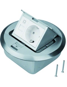 tehalit.VE-EE Puszka podłogowa okrągła mała 1? gn. M45 schuko, RJ stal nierdz BSRRJ45R45E Hager