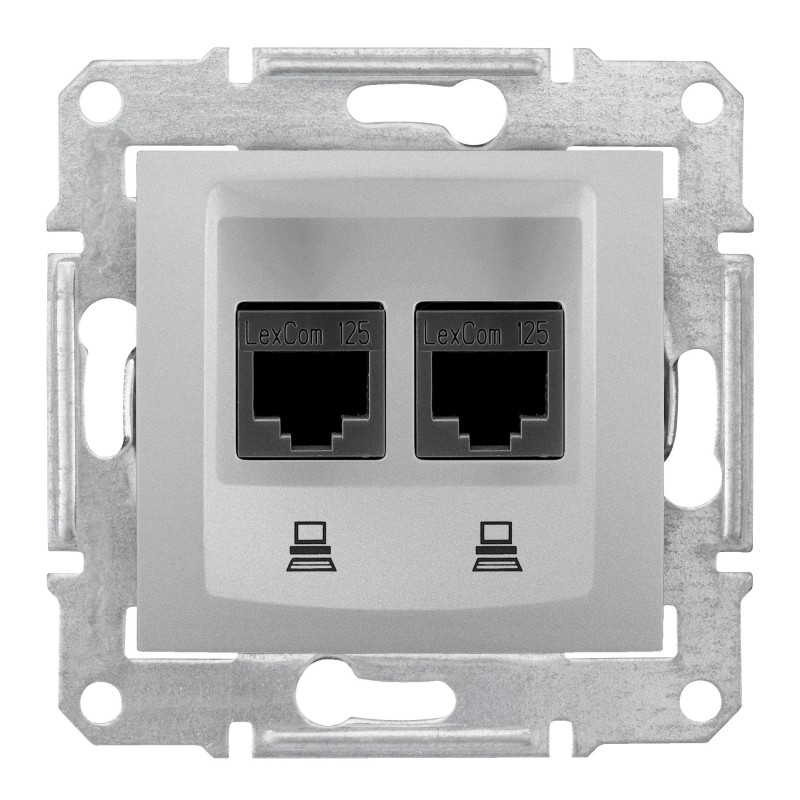 Sedna Gniazdo komputerowe 2x RJ45 kat.6 STP aluminium SDN5000160