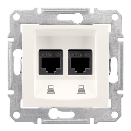 Sedna Gniazdo komputerowe 2x RJ45 kat.5e STP krem SDN4600123