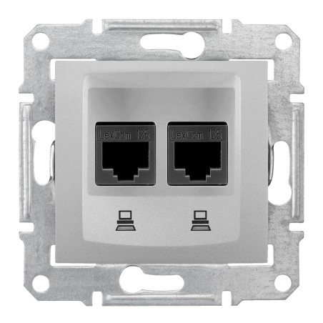 Sedna Gniazdo komputerowe 2x RJ45 kat.5e STP aluminium SDN4600160