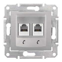 Sedna Gniazdo telefoniczne 2x RJ11 aluminium SDN4201160