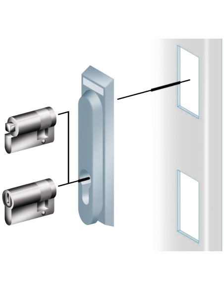 Bębenek i klucz 405 do chowanego uchwytu zamka 3-punktowego — wersja PLM lub PLD NSYTCL405ME