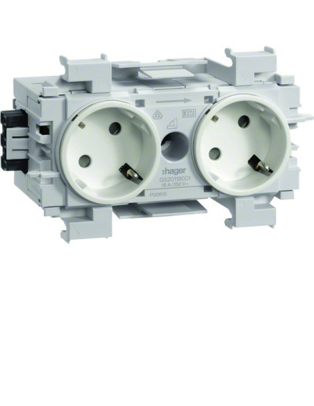 tehalit.WA Gniazdo SCHUKO 2-krotne 45st. WAGO montaż krawędziowy krem GS20119001 Hager