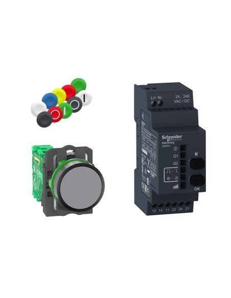 Zestaw przycisk sterowniczy bezprzewodowy XB5R 22mm NAD + ODB 24-240V AC/DC odbiornik XB5RFA02
