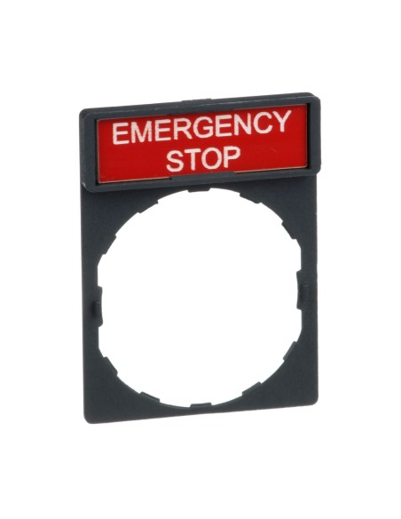 Szyld opisowy 30x40mm z etykietą 8x27mm EMERGENCY STOP ZBY2330