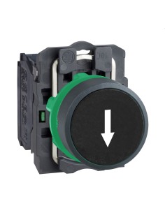 Przycisk kompletny czarny kryty fi 22 z sam. powr. - ,strzałka w doł, - 1NO XB5AA3351