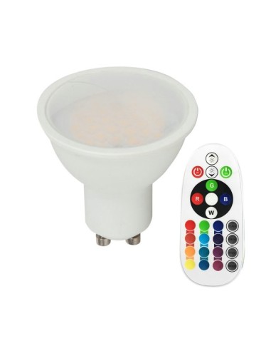 Żarówka LED 3,5W GU10 RGB+4000K Ściemnialna 300lm 110st. A+ (Sterowanie pilotem) 2779