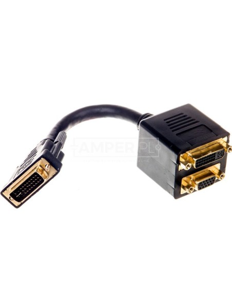 Adapter DVI-I(24+5) (M) DUAL LINK - DVI-I(24+1) (F) + VGA D-Sub15 (F)