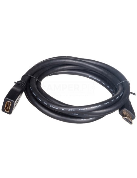 Kabel przedłużający HDMI Highspeed 1.4 z Eth. GOLD Typ HDMI A/HDMI A, M/Ż czarny 2m AK-330201-020-S
