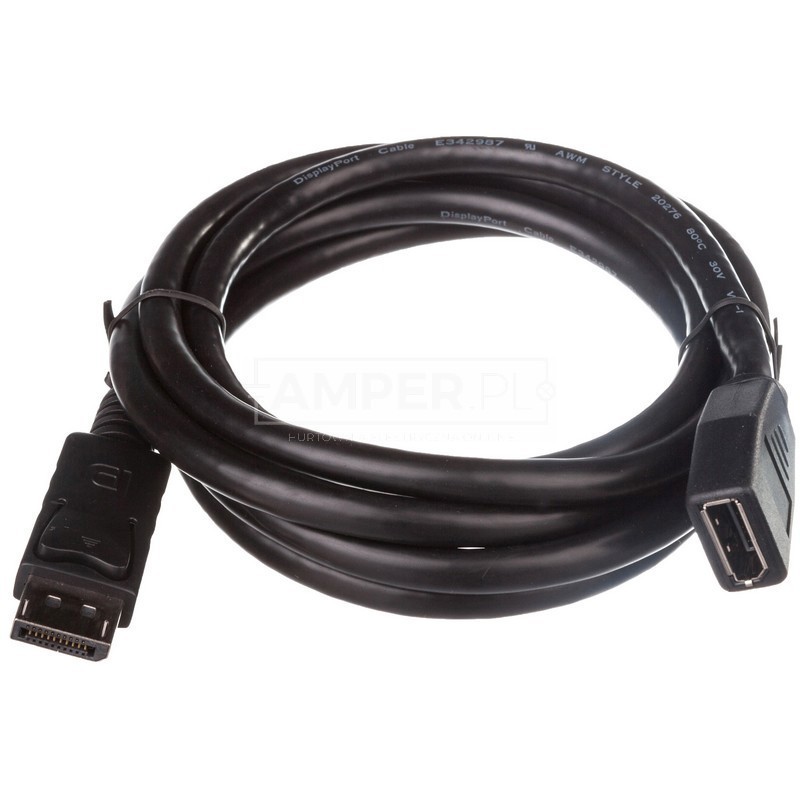 Kabel przedłużający DisplayPort 1.2 Typ DP/DP, M/Ż czarny 2m