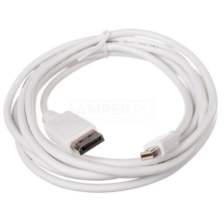 Kabel połączeniowy miniDisplayPort 1.1a Typ miniDP/DP, M/M biały 3m AK-340102-030-W