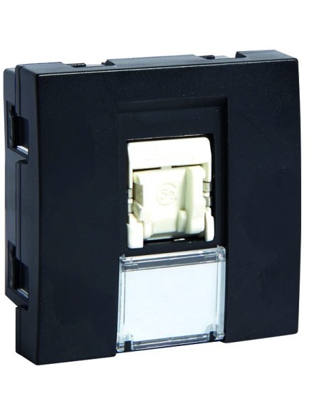 systo Gniazdo informatyczne z polem opisowym 1x RJ45 kat. 5e FTP, 2M, czarny WS214N Hager