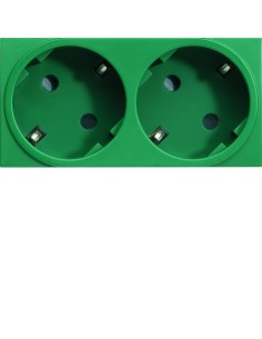 systo Gniazdo przelot, SCHUKO 2x(2P+Z), samozaciski, zab.dotyk. 4 moduły, zielony, 16A/250V WS172V Hager 2